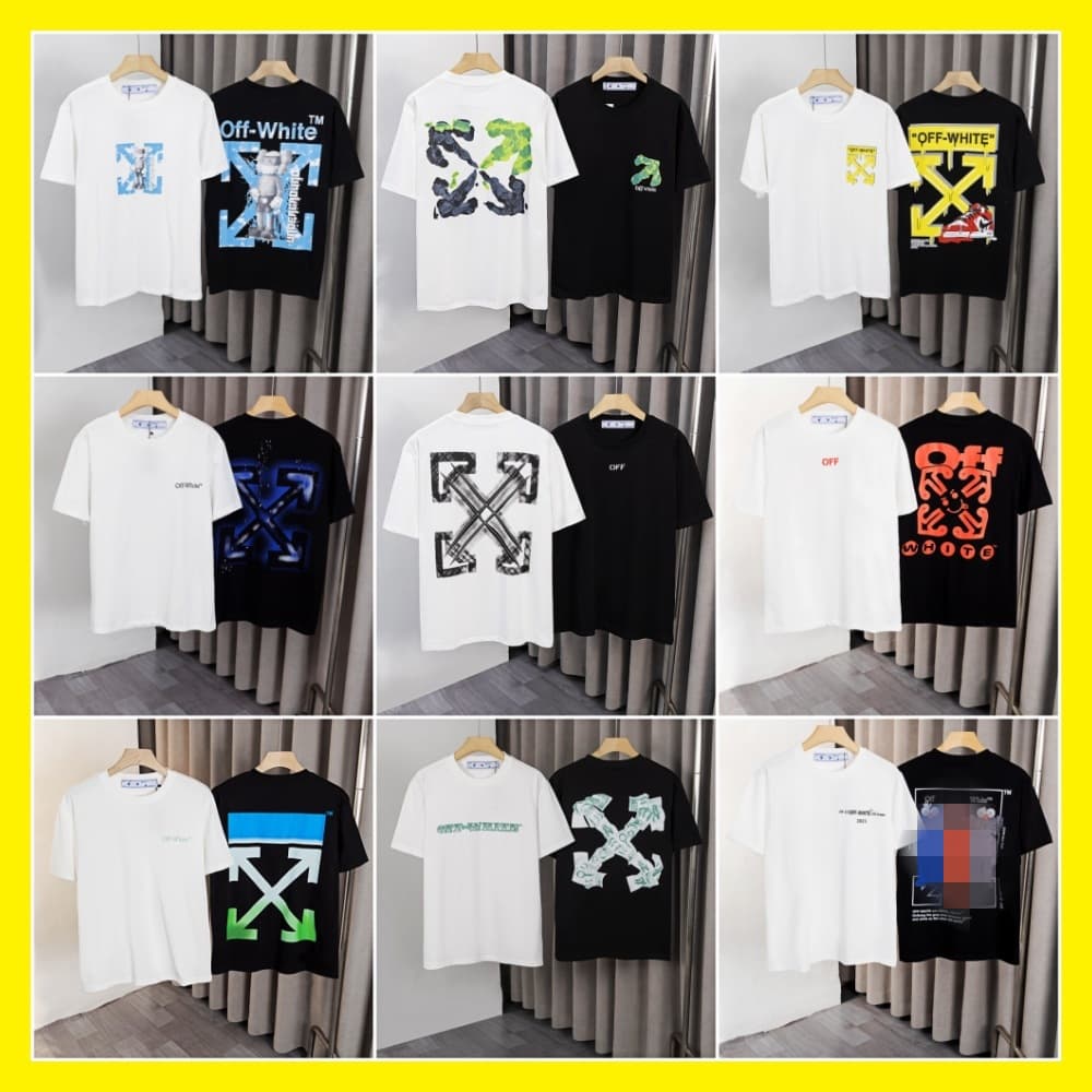 260g double yarn] off trendy brand 25 new style gradient arrow ow letter cartoon bear short-sleeved couple T-shirt