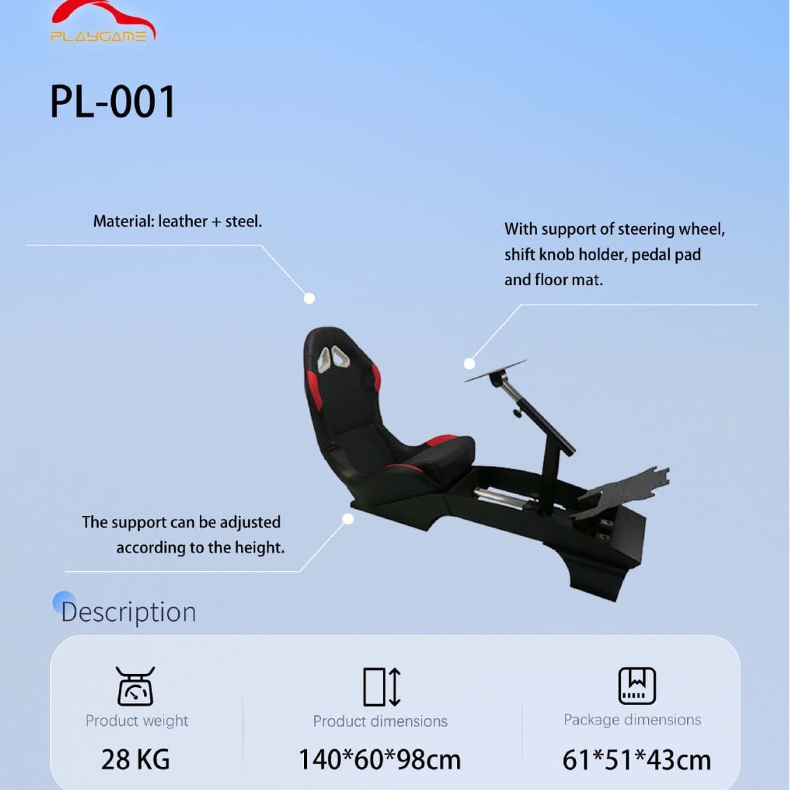 Racing Simulator Cockpit Professional Support with TV Stand Up Steering Wheel Station