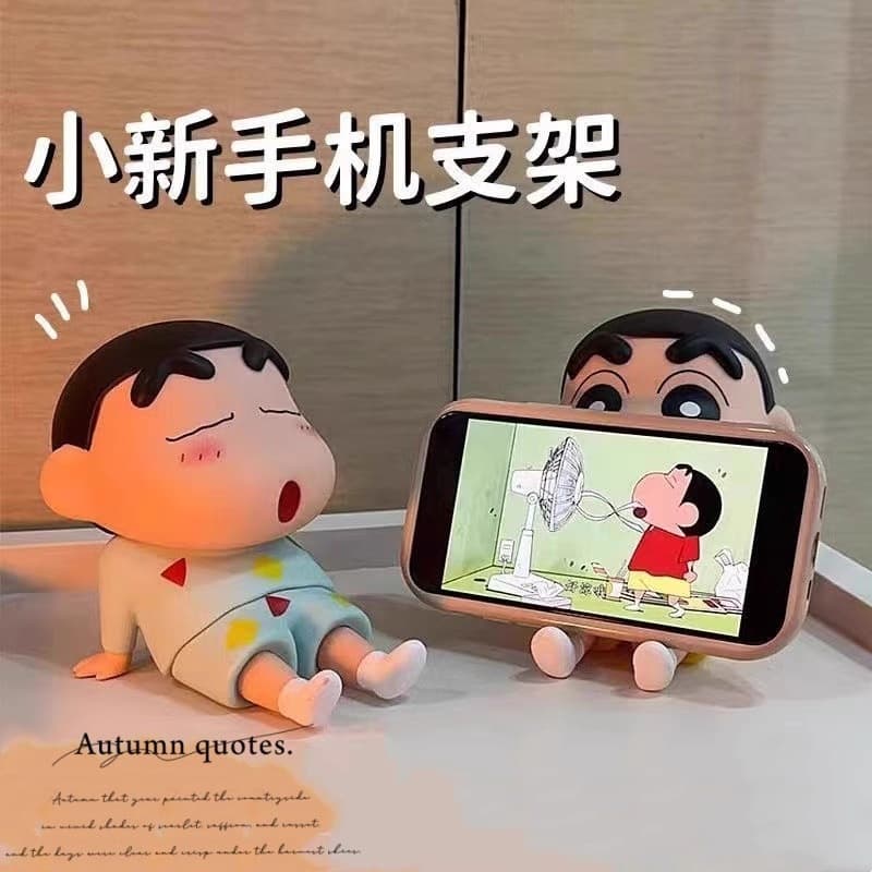 Crayon Shin-Chan Phone Stand Desktop Chibi Maruko-Chan Anime Lazy Phone Holder Cute Ornament Figurine Model