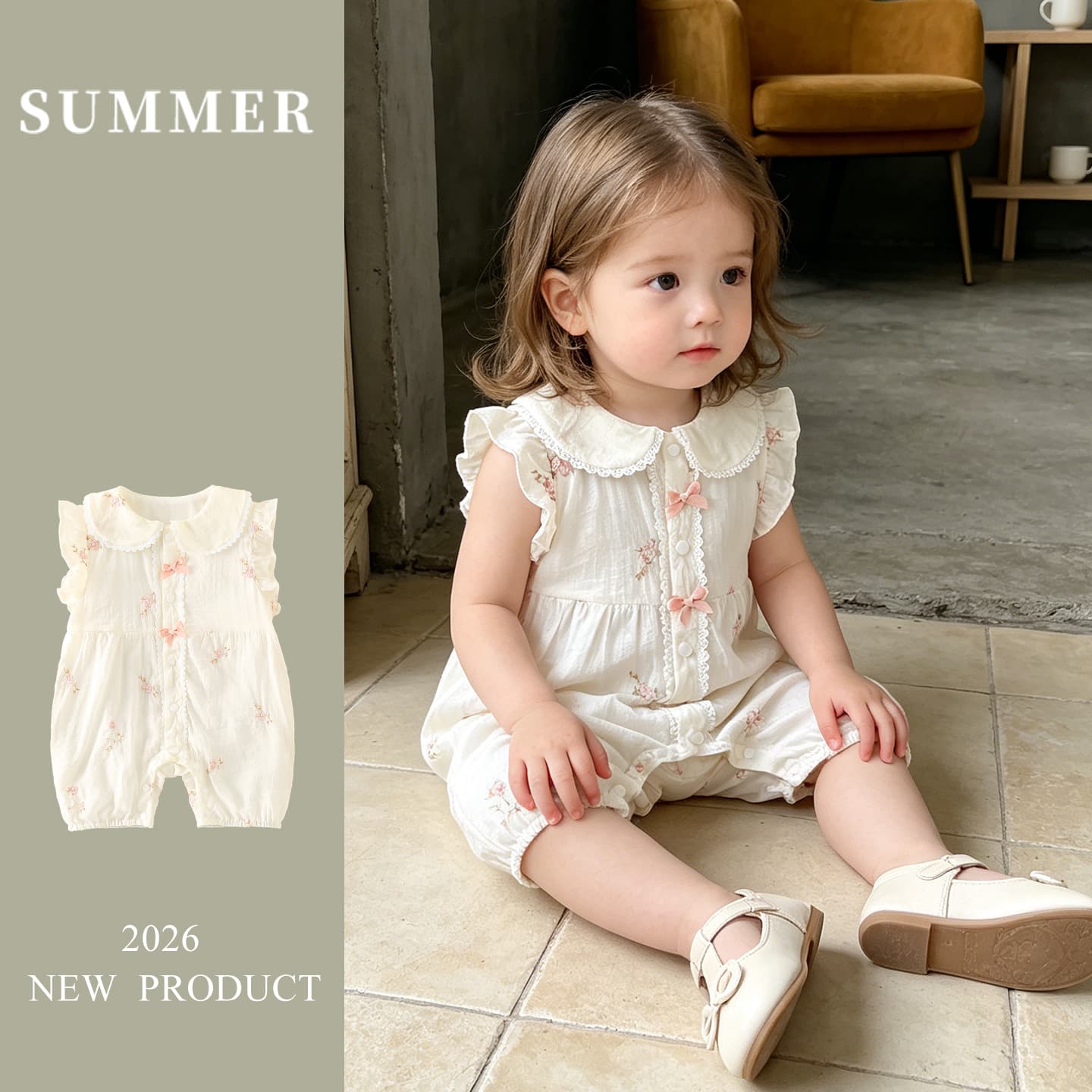 Women's Baby Summer Thin Romper Newborn Princess Hundred Days Bum Cover Summer Cotton Footies
