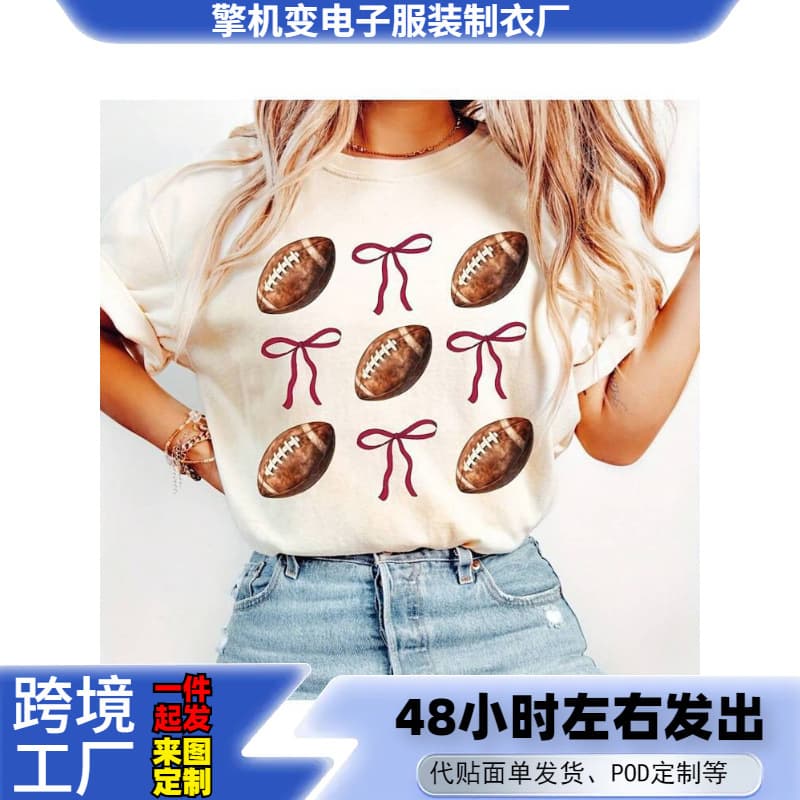 Fall Football Shirt, Coquette Bow Football Shirt, Girly Football Top