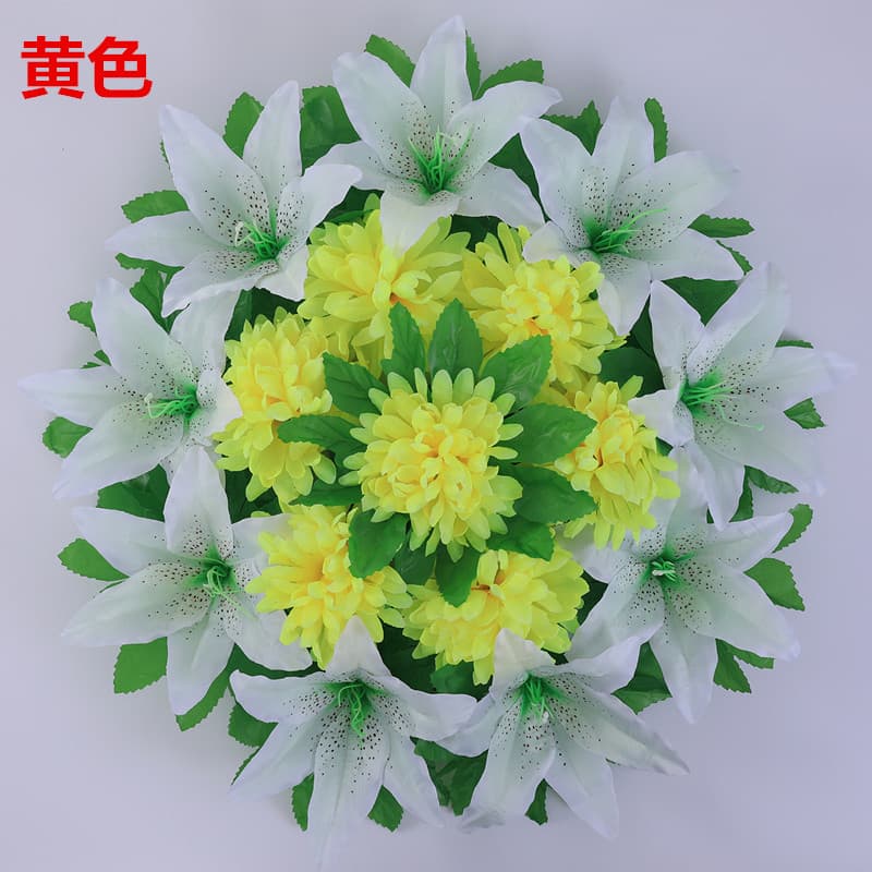 Artificial Chrysanthemum Wreath Qingming Daisy Worship Ghost Festival Decoration Display Silk Flower Ornament Artificial Fake Flower Stand Floral