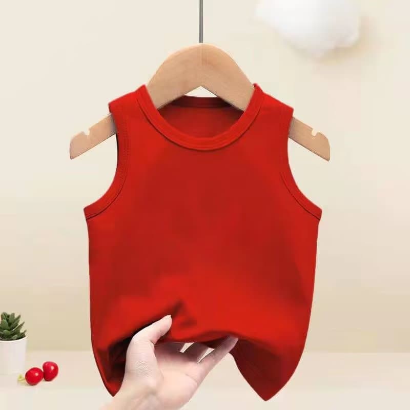 Sleeveless T-shirt tops summer unisex children's wear pure white round neck thin vests trendy mid-to-older children