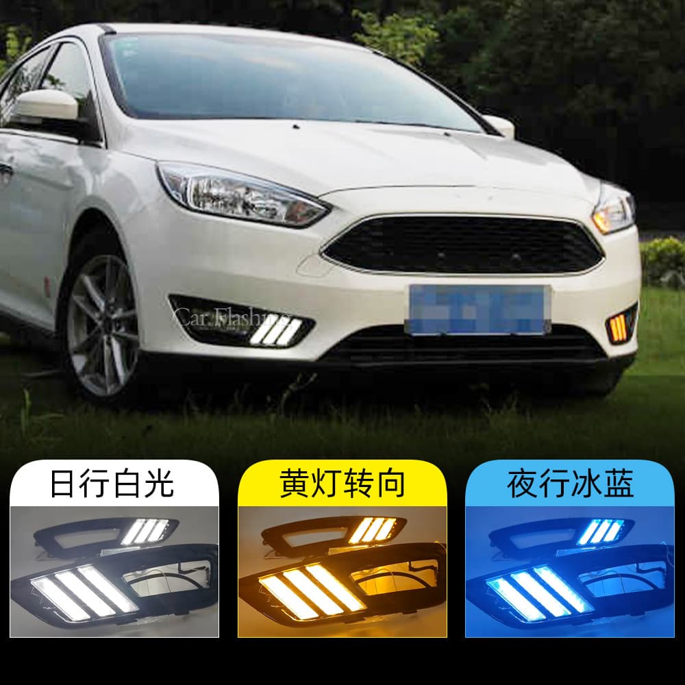 Compatible with Ford Focus 2015-2018 LED Daytime Running Lights Front Fog Light Sequential Turn Signal