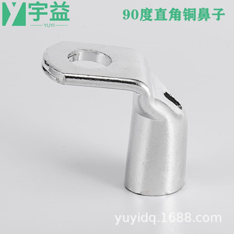 Right angle 90 degree bent copper nose L-shaped tinned copper tube terminal T16-8 cold-pressed terminal copper wire lug