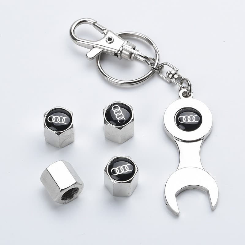 Universal Car Tire Valve Stem Caps, Personalized Vacuum Tire Valve Covers with Wrench Keychain