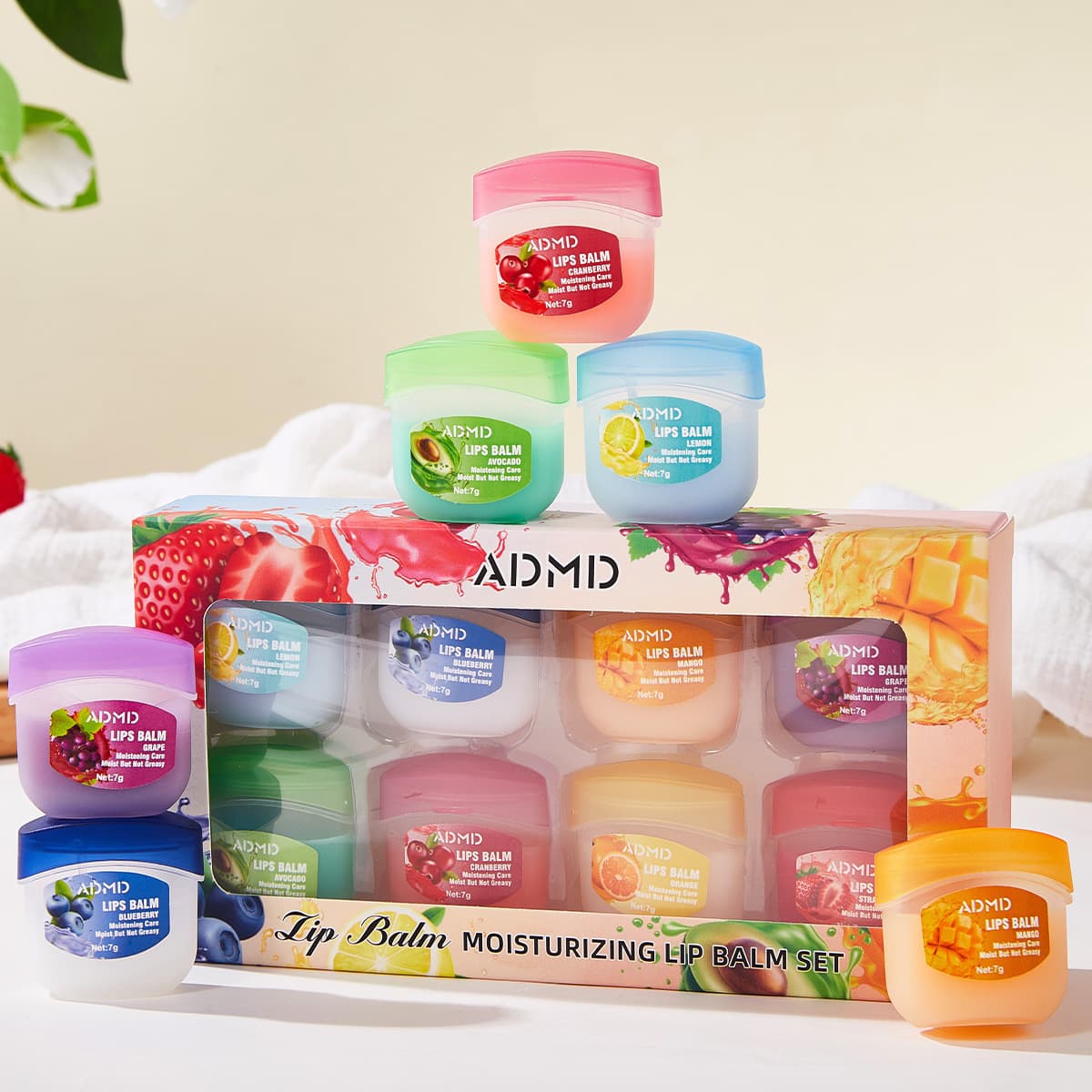 ADMD Cross-border MSDS Bestseller 8-Piece Lip Mask Set, Moisturizing and Hydrating Fruit Flavored Lip Mask Set, Cross-border