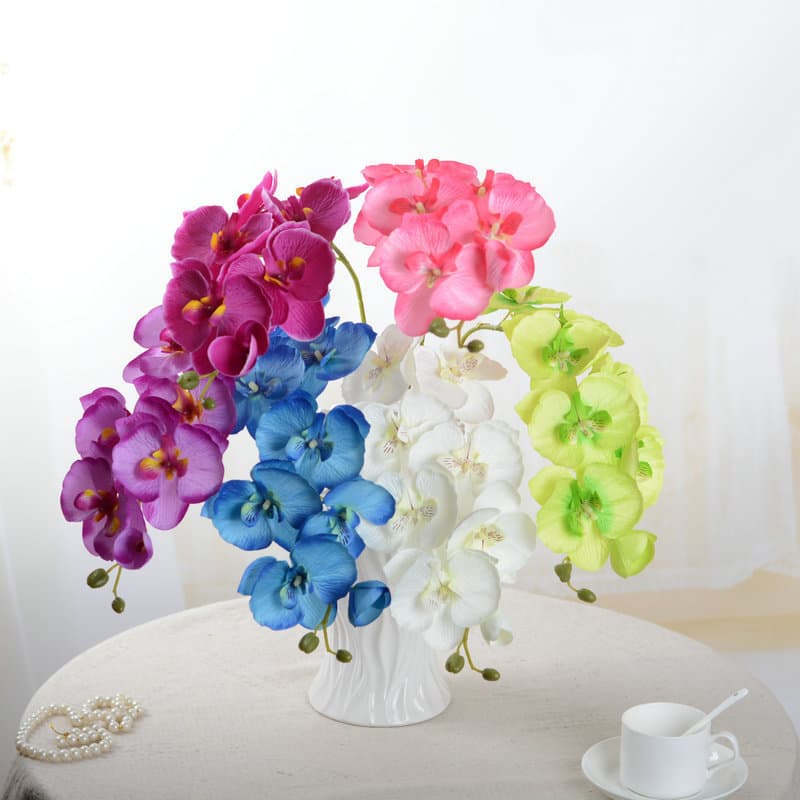 Artificial Single Stem 8-Head Mini Phalaenopsis Orchid, Simulated Flower for Living Room Hotel Indoor Decoration, Plastic Fake Flower Craft Flower
