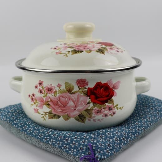 Thickened enamel soup pot, double-handled stew pot, noodle pot, milk pot, enamel lidded bowl, soup pot with enamel lid