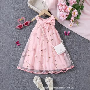 Girls' dresses, girls' mesh party birthday dresses, clothing