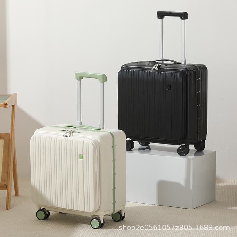 Aluminum Frame Multifunctional Side-Open Carry-On Luggage 18 Inch Lightweight Silent Universal Wheel Travel Suitcase Business Password Case Leather Case