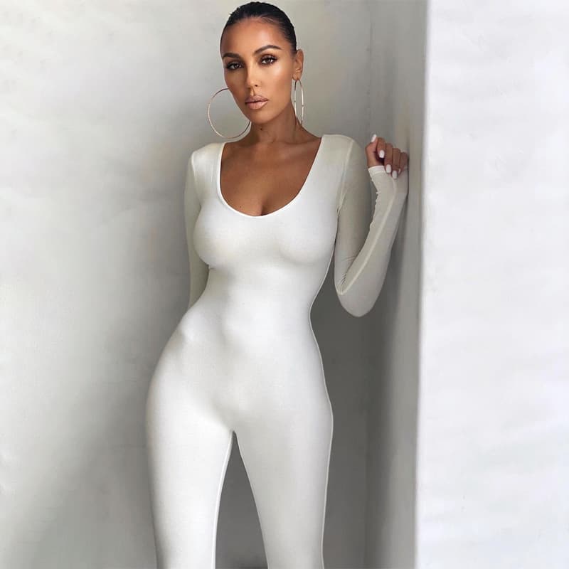 European and American Foreign Trade 2023 Autumn and Winter Women's New Low Neck Tight Long Sleeve High Waist Solid Color Hot Girl Sports Pants