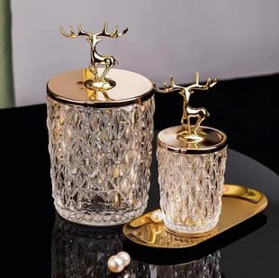 Cross-border home minimalist light luxury crystal glass ornament modern home coffee table golden deer decorative glass vase wholesale factory