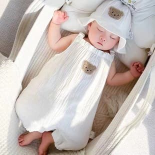 Baby Girl Summer Princess Romper Crawling Suit Thin Infant Bodysuit Set Outdoor Wear