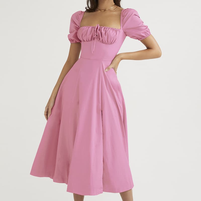 2026 Summer New Women's Dress, European and American Resort Style French Dress, Elegant Sexy Slit Off-Shoulder Maxi Dress