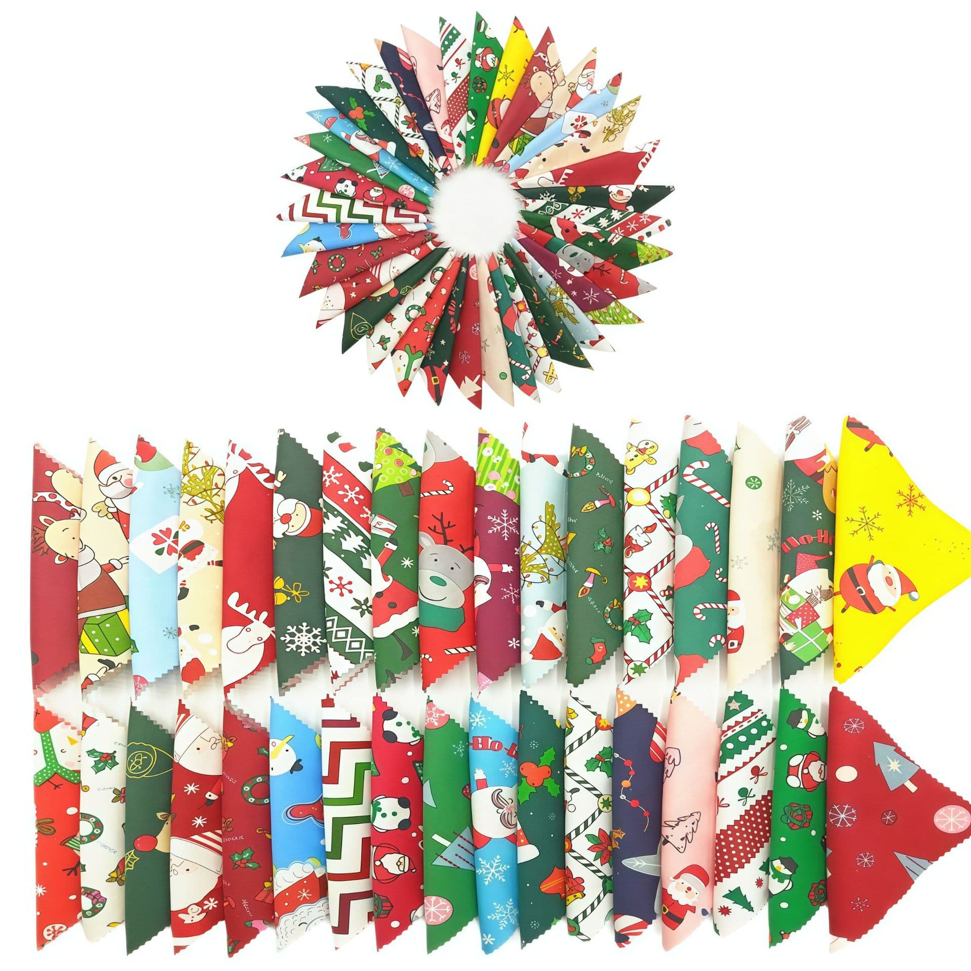 Foreign Trade New Christmas Print 35/70 Pieces Christmas Series Fabric Strips DIY Craft Strips Cross-border Supply
