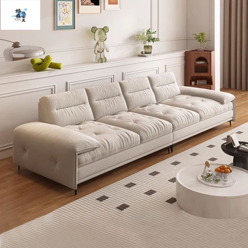 Sailboat Dual-Use Cat Claw Fabric Sofa Bed Extra Large Seat Depth Cream Style Living Room Adjustable Backrest Straight Fabric Sofa