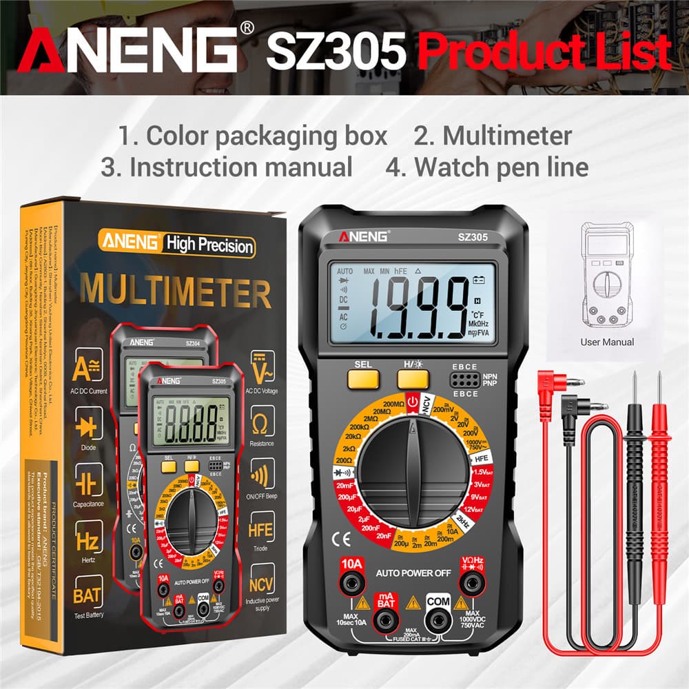 ANENG Digital Multimeter High Precision Multifunctional Voltmeter Electrician Special Portable Electronic Repair Universal Meter