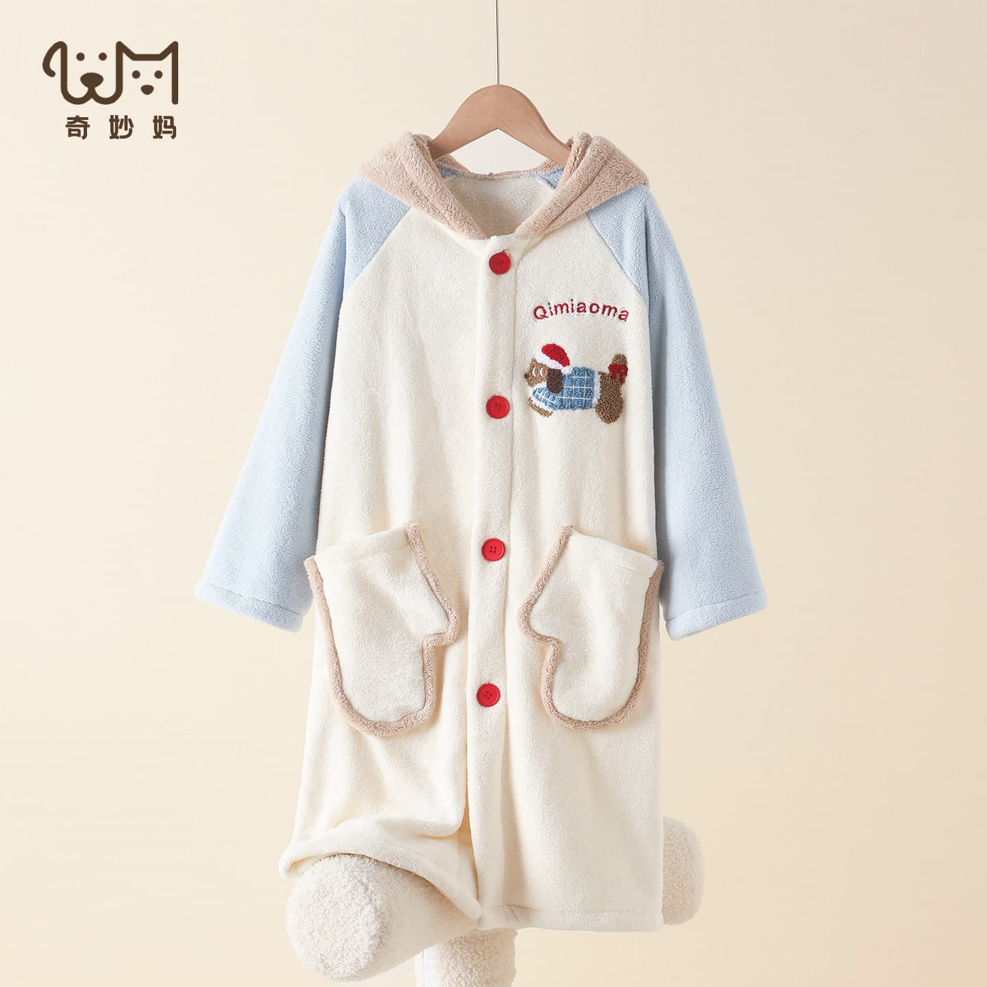 Children's pajamas, boys' bathrobes, wearable warm and thickened girls' dachshund pajamas, autumn and winter home pajamas