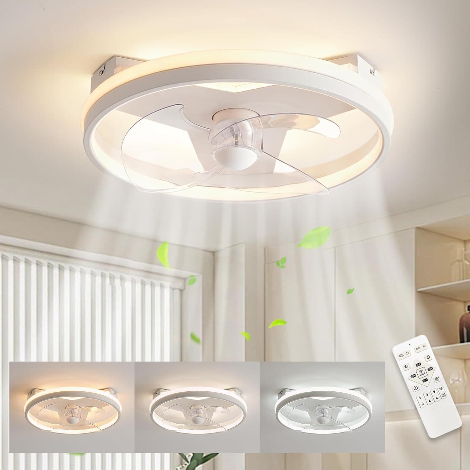 2025 New Modern Minimalist Ceiling Fan Light with Fan for Bedroom, Study Room, Cross-border Lighting