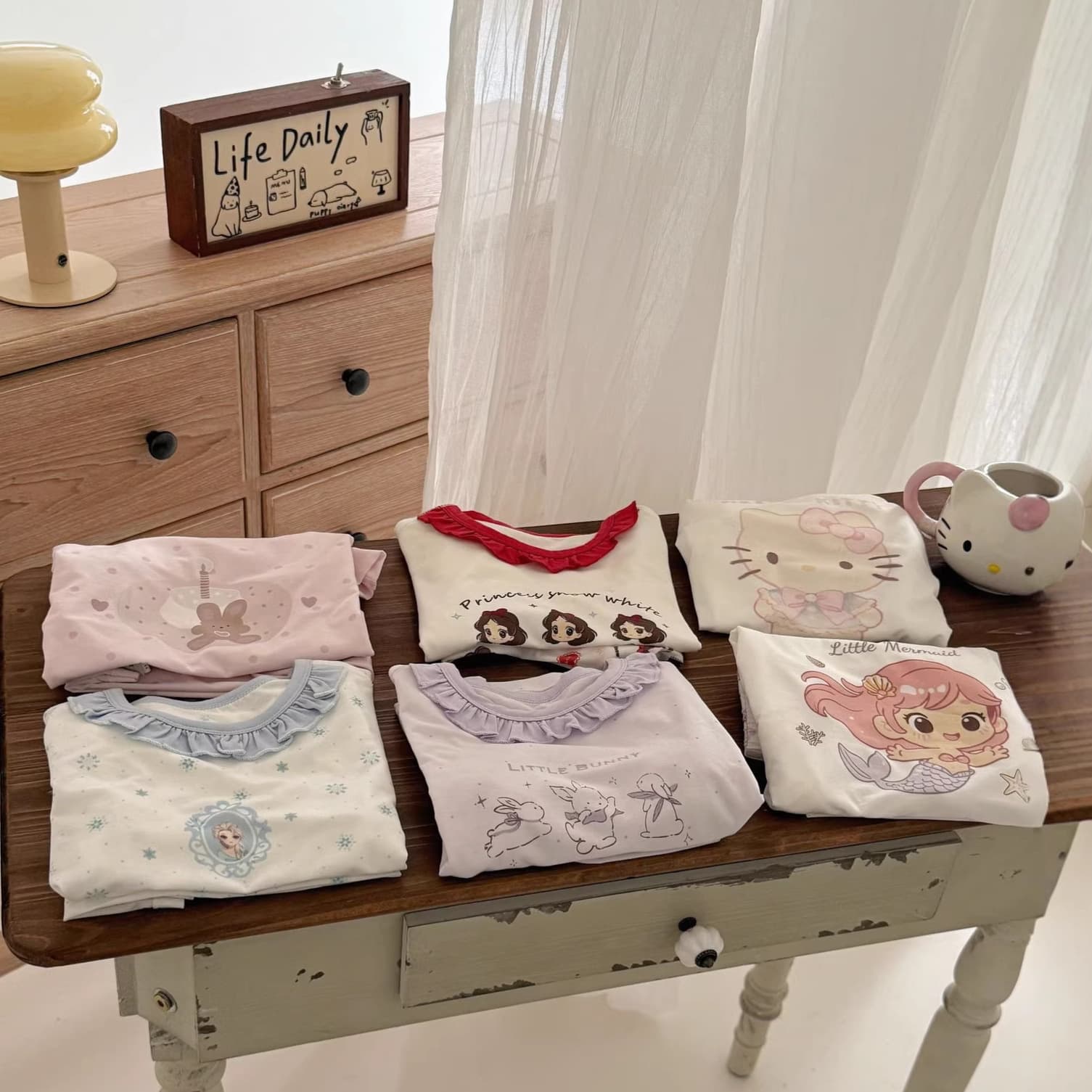 Size Roll Heyhoney 2026 Summer Boys and Girls Three-Quarter Sleeve and Three-Quarter Pants Pajama Set Thin