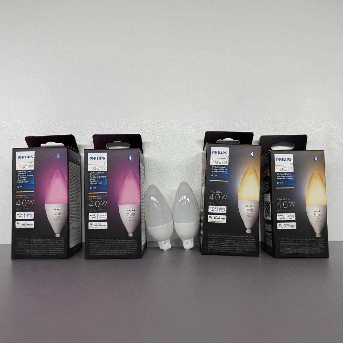 Feihue candle bulb E12 lamp holder, US version 120V voltage, new version with Bluetooth. Colorful light
