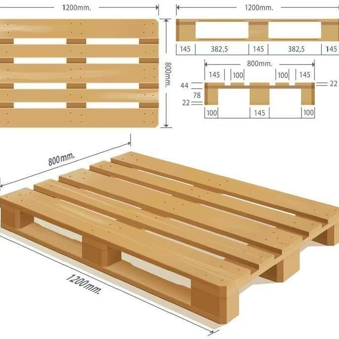 Wooden Factory Forklift Pallet Freight Storage Logistics Turnover Transport Solid Wood Pallet Moisture-Proof Wooden Pallet Wholesale