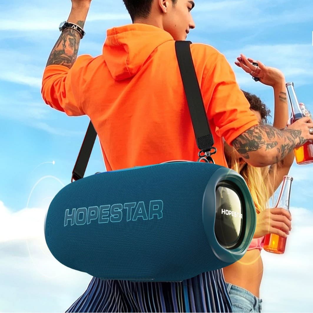 Hopestar H86 Wireless Bluetooth Speaker High-Power Outdoor Waterproof Strap Portable Microphone Three-Speaker Audio