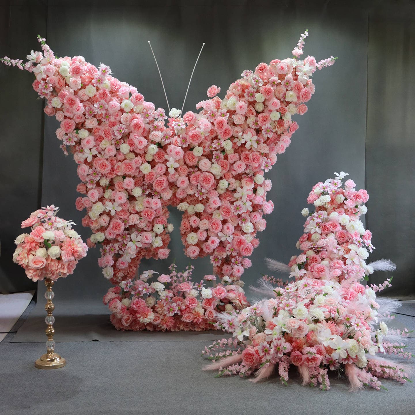 New Butterfly Waterfall Flower Set for Wedding Hall Banquet Hall Hotel Private Room Window Display Decoration Background Ready-Made