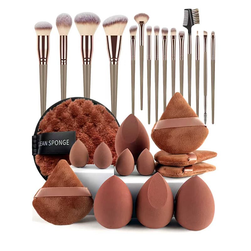 Cross-border Coffee 28-Piece Makeup Tool Set Full Cosmetic Kit Shein Temu Dropshipping Face Wash Set