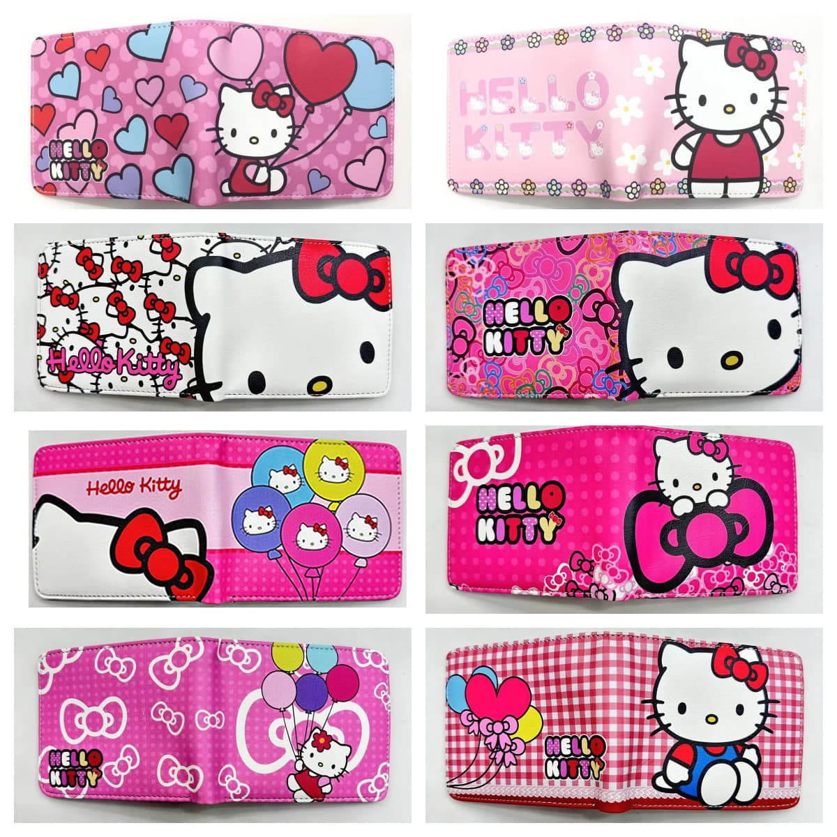 Cartoon Cute Pink Kt Cat Coin Purse Hello Kitty Children's Girly Heart Short Pu Leather Wallet Portable Wallet