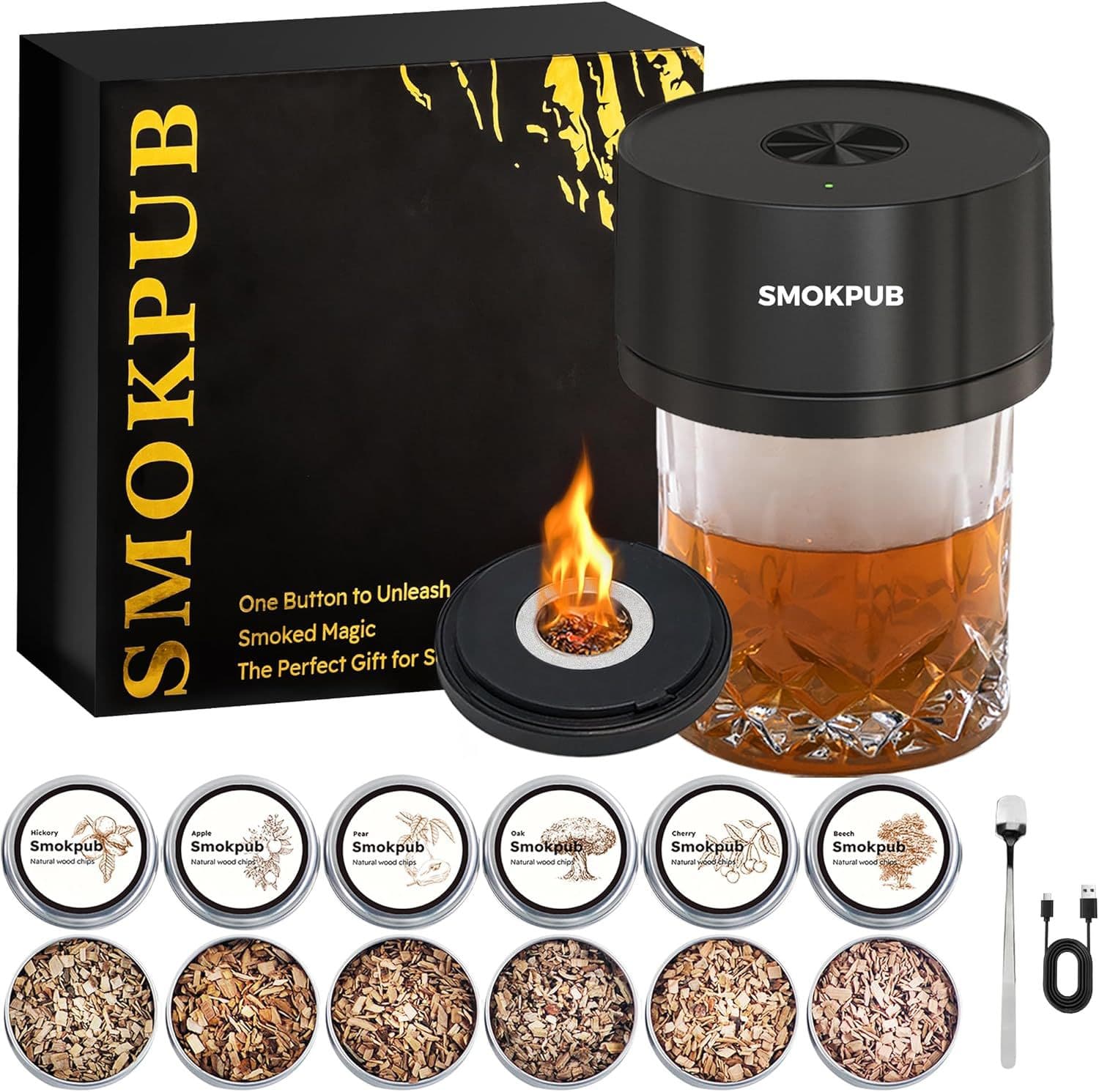 Electronic Gifts New Cocktail Bar Set Drinking Smoker Kit and Torch Whiskey Infusion Kit Drinking