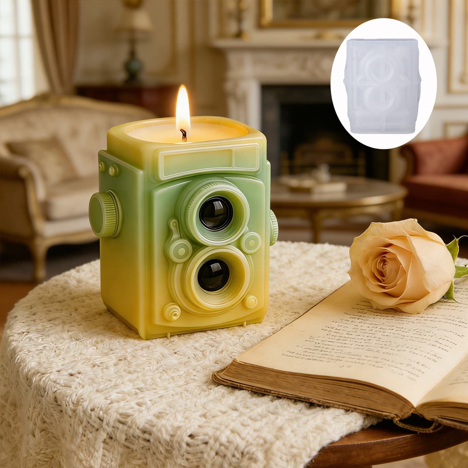Printed Aromatherapy Candle Plaster Cup Silicone Mold DIY Resin Mold Storage Cup Time Mirror Flower Pot Mold