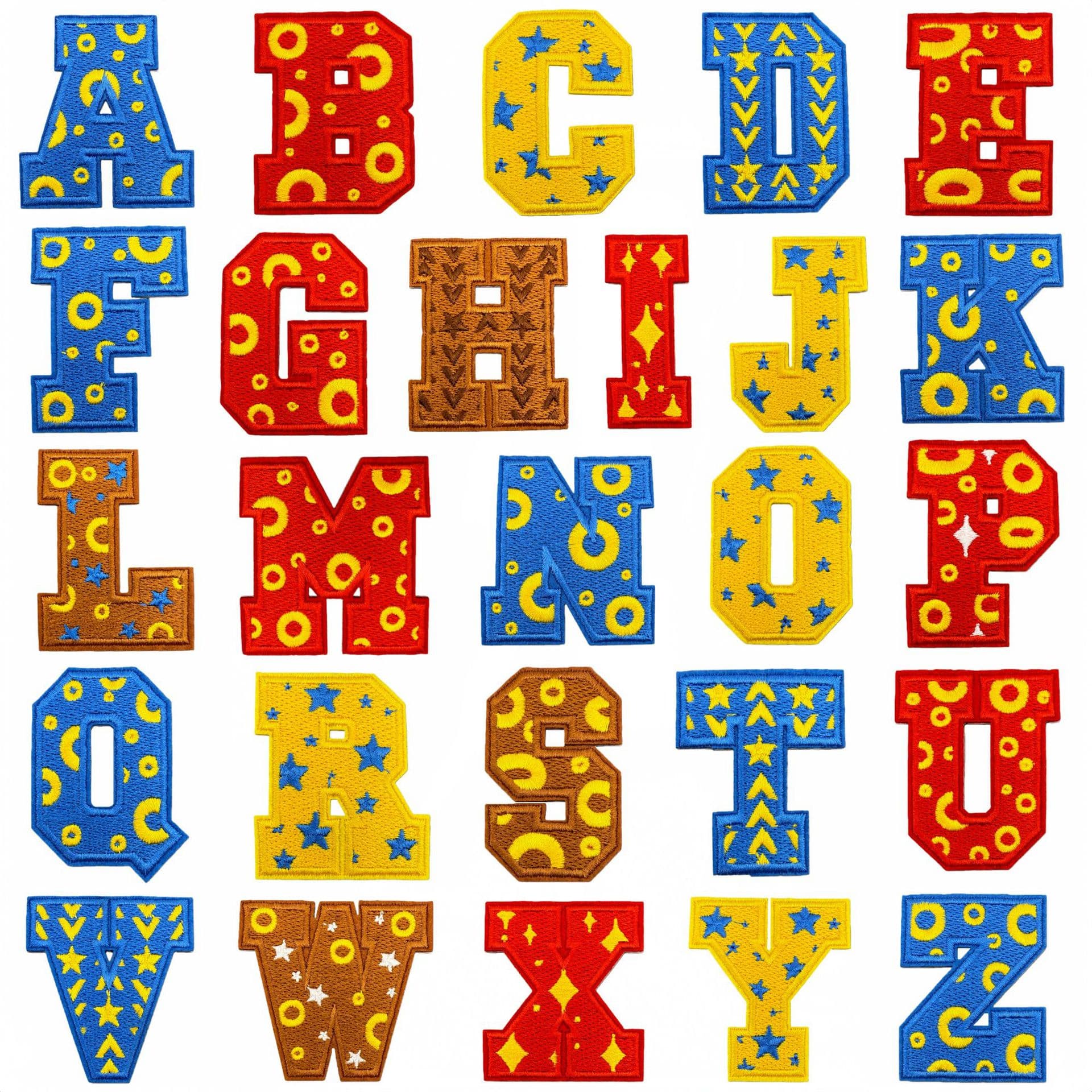 26 English Letters Embroidery Patches, Polka Dot Pattern Decorative Iron-on Patches, Computer Embroidered Iron-on Badges with Back Adhesive