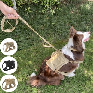 Pet Supplies Leash Vest with Pockets, Waterproof, Anti-Pull, Tactical Outdoor Harness for Medium and Large Dogs