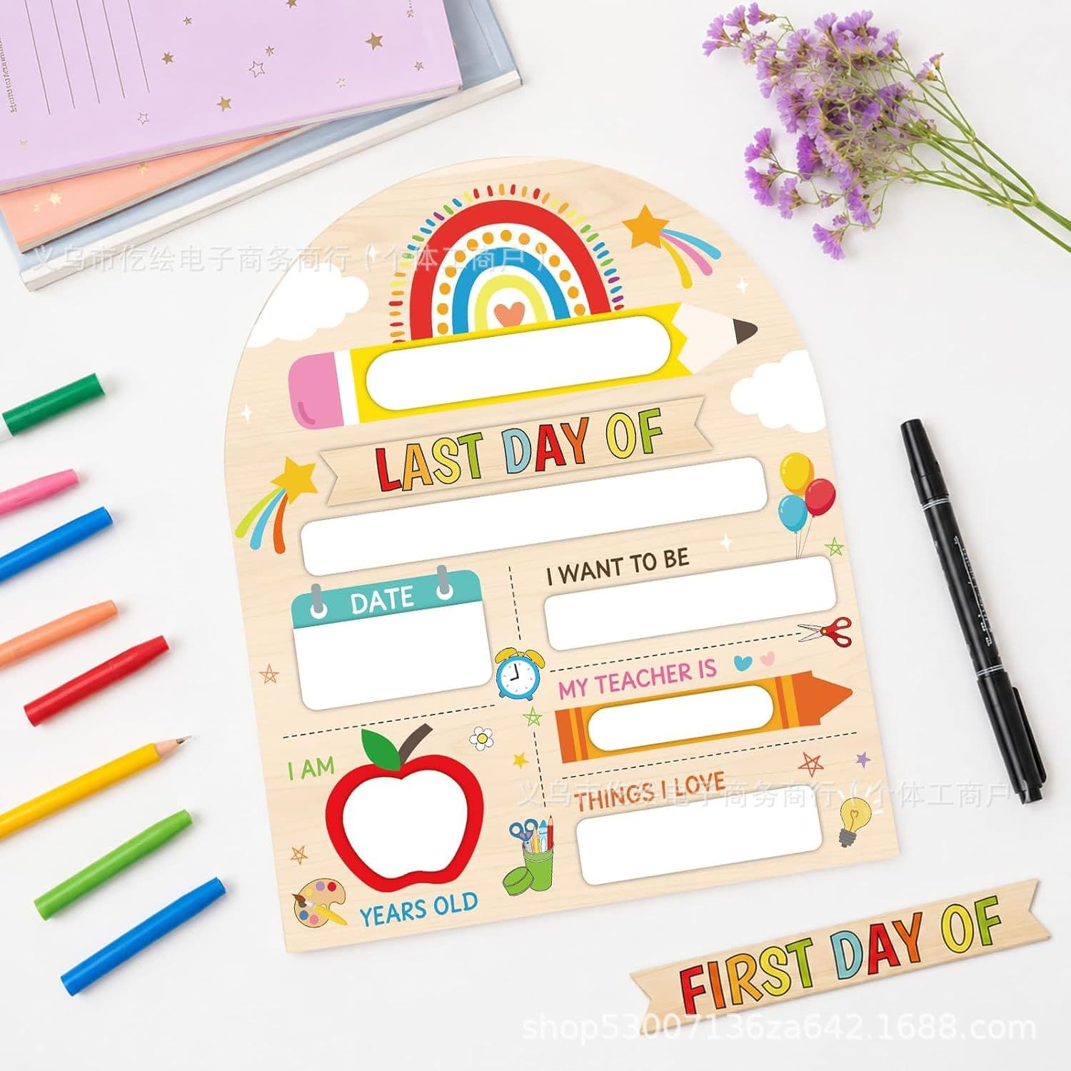 Cross-border Exclusive First Day of School Sign DIY Handwritten Graduation Day Blackboard Back to School Wooden Chalkboard