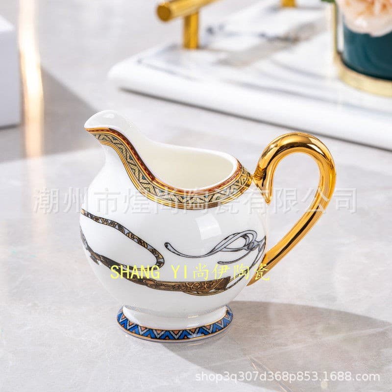 Aima European-style Luxury Ceramic Bone China Coffee Set 15-Piece Coffee Pot Set
