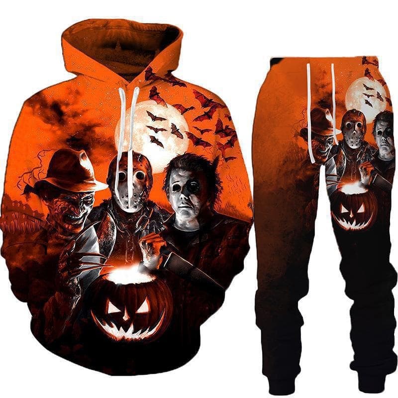 Cross-border new sweatshirt suit scary Halloween clown 3D printed sweatshirt men's fashion casual sports suit