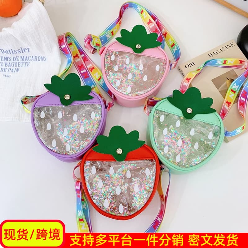 Fruit Girls Bag Summer New Strawberry Children's Crossbody Bag Cartoon Cute Little Girl Shoulder Small Shoulder Bag Light
