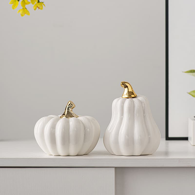 Nordic Creative White Ceramic Pumpkin Ornament Desktop Decoration Home Decoration Halloween Gift