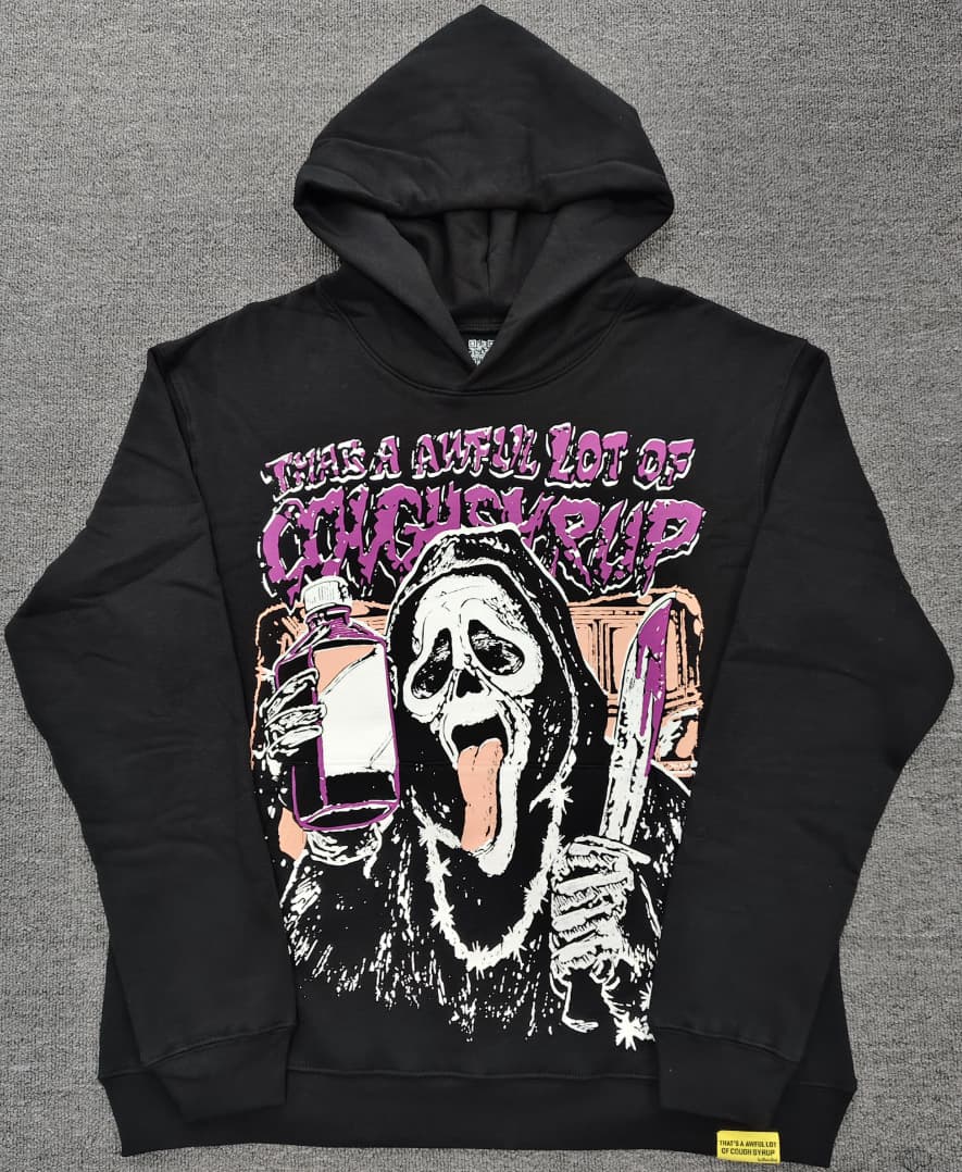 Cross-border Heavyweight 500G AWFUL LOT OF COUGH SYRUP Hoodie Fleece-Lined Pullover Sweatshirt for Men