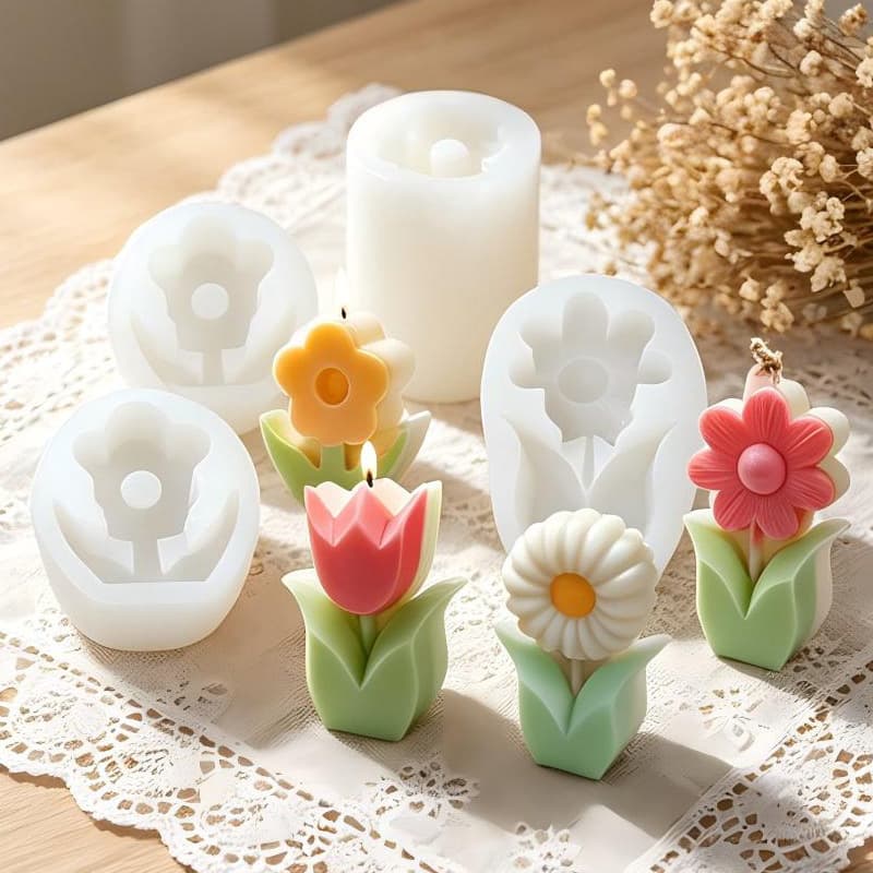 Tulip Sunflower Flower Candle Silicone Mold DIY Handmade Aromatherapy Plaster Craft Decoration Mold