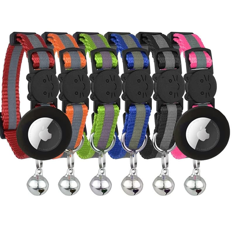 Amazon's best selling mixed color set reflective cat collar, with AirTag holder, with bell, safety collar