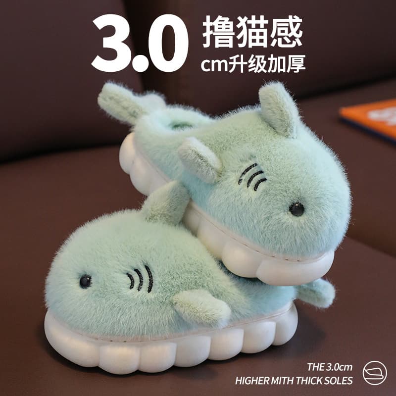 Winter Children's Cotton Slippers for Boys and Girls, Warm Fleece-Lined Matching Small/Medium Kids Thickened Furry Home Baby Cotton Slippers