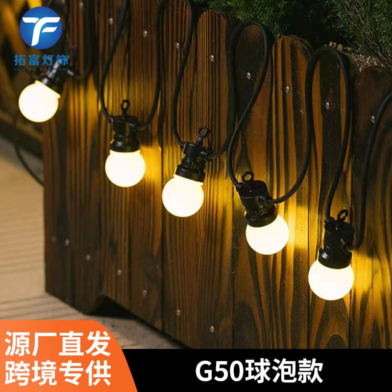 G50 String Lights Flashing Lights for Stalls Round Ball Marquee Lights Camping Atmosphere Lights Courtyard Decorative Lights Solar String Lights