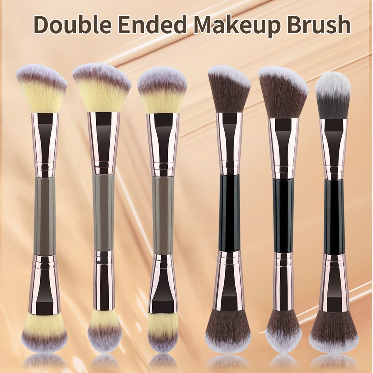Single Dual-Ended Makeup Brush Foundation Brush Soft Bristle Contour Brush Powder Brush Flame Brush Multi-Function Beauty Tool Cross-Border