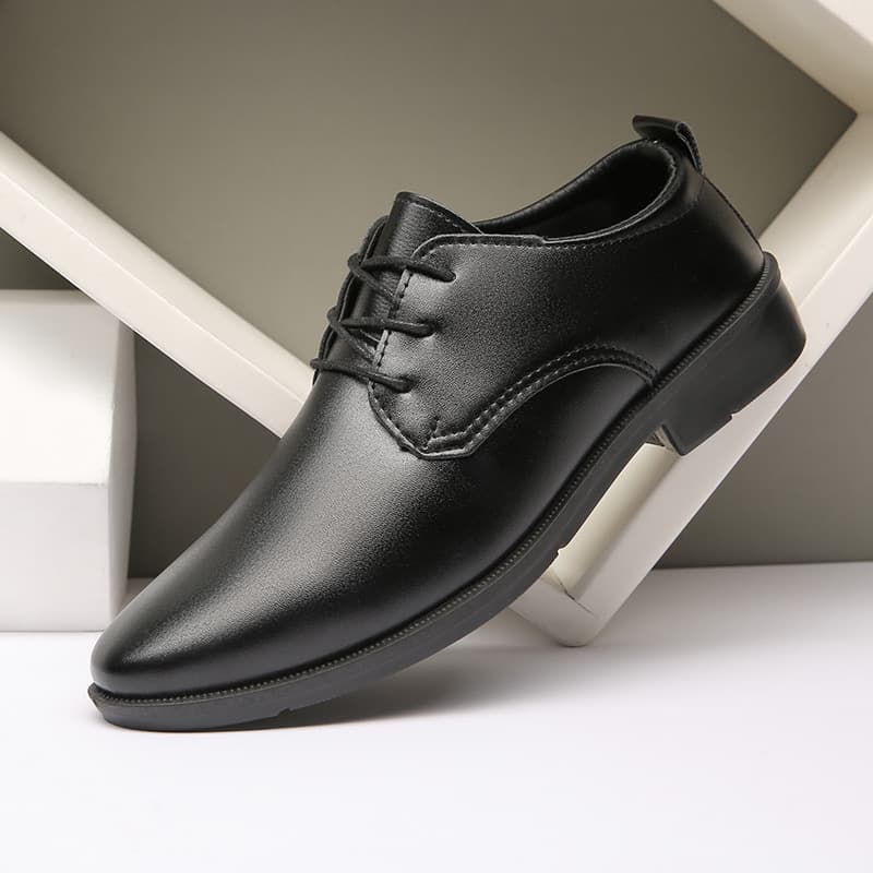 Men's Suit Shoes, Groom Black Business Formal Winter Fleece-Lined Casual Leather Shoes for Men, Wedding Shoes