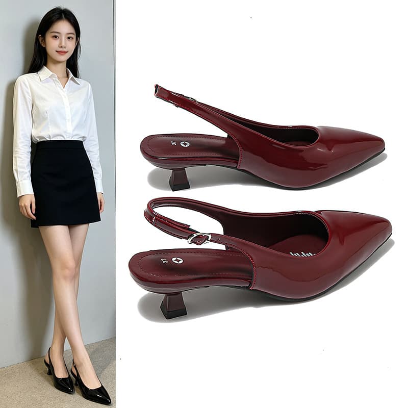 French Style Pointed Toe High Heel Sandals for Women Spring Summer New Fashion Buckle Strap One-Strap Dress Sandals