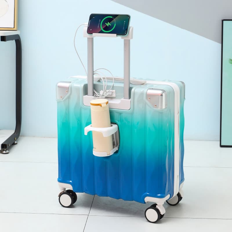 18-inch Small Carry-On Luggage, New Aluminum Frame, Silent Universal Wheels, Telescopic Handle, Multi-Function Travel Suitcase