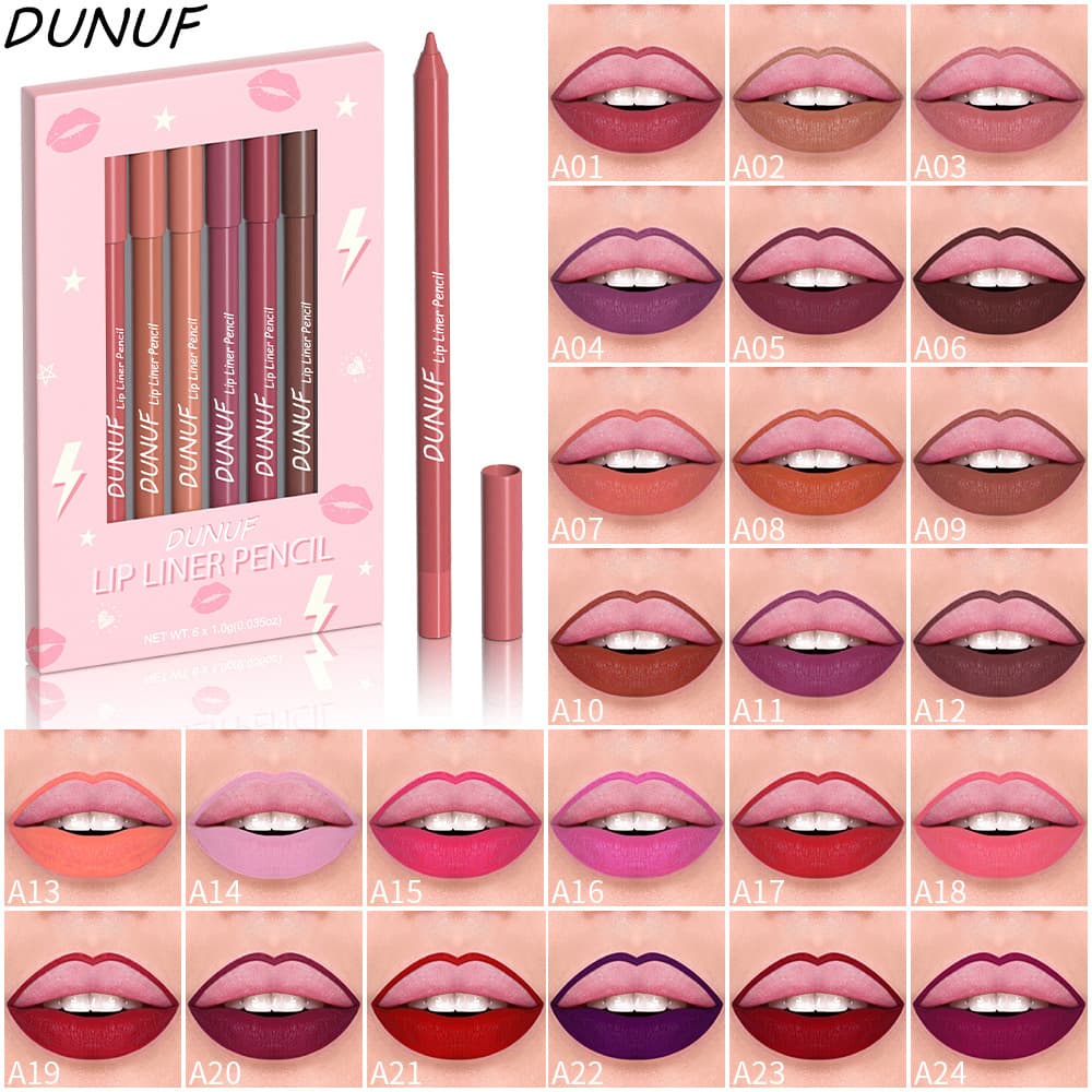 DUNUF 6-Piece Lip Liner Set Box, Long-Lasting Lip Liner Lipstick, Export Model for Overseas Trade